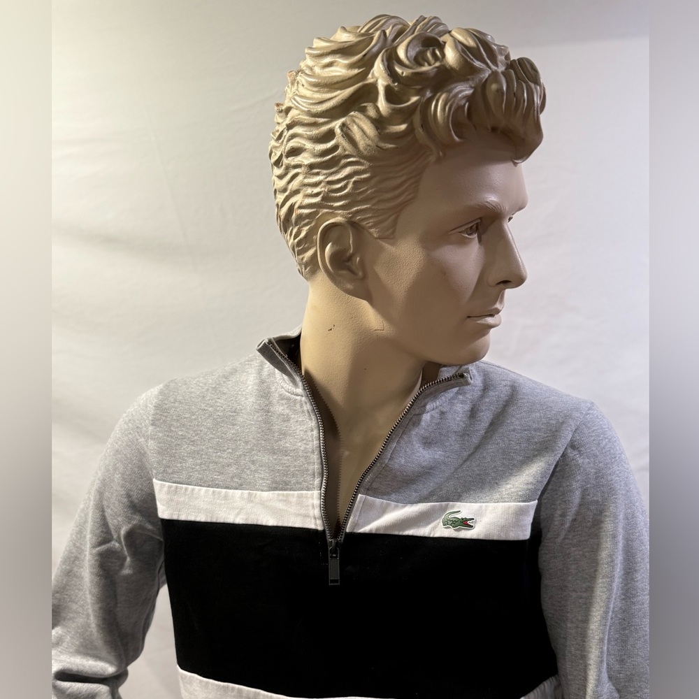 Lacoste Gray and Black Quarter-Zip Pullover